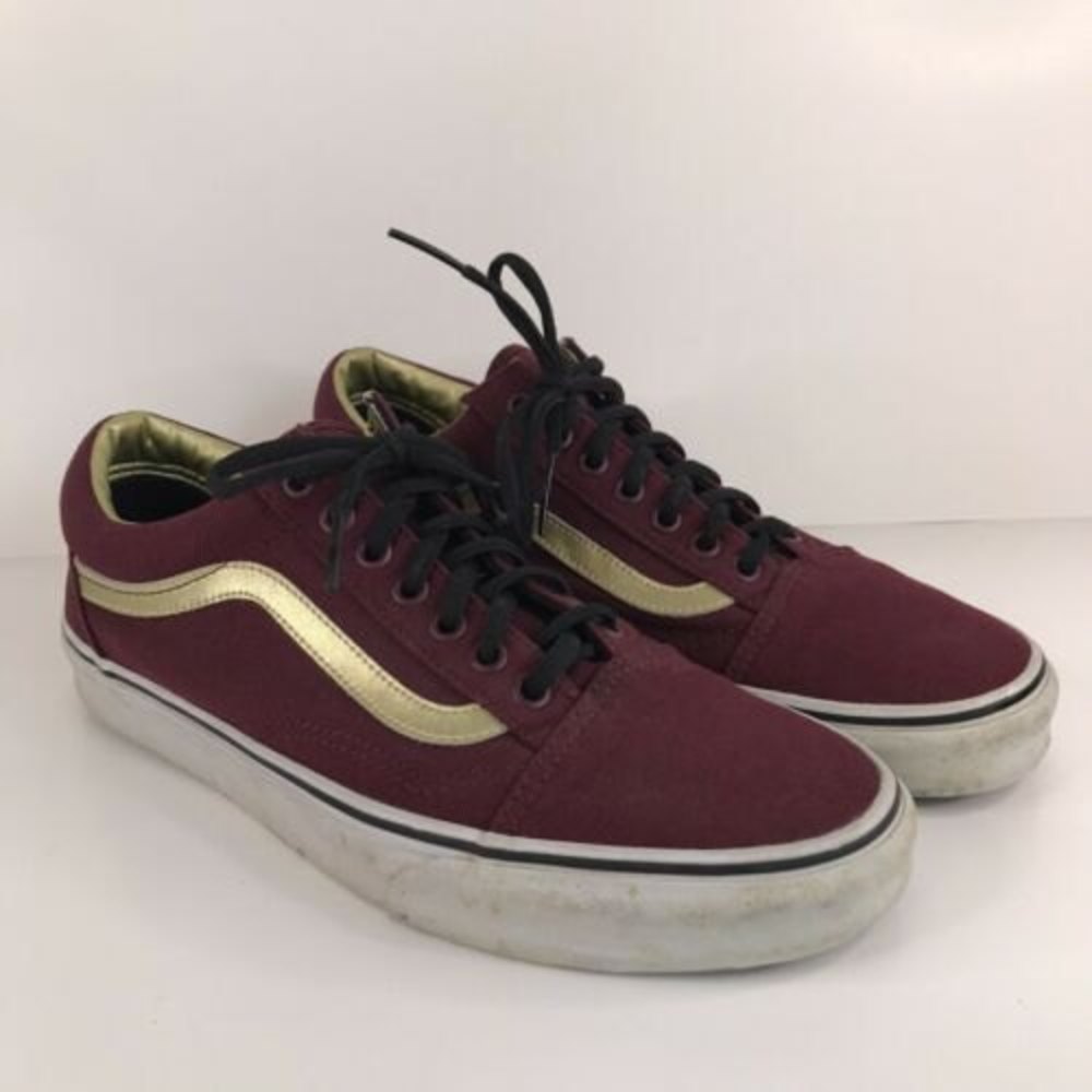 Vans Old Skool Maroon Gold 50th Anniversary Mens Sz 9 Skate Shoe